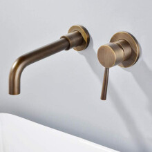 Wall Mounted Bathroom Basin Mixer Tap with Hot and Cold Water, Antique White Faucet