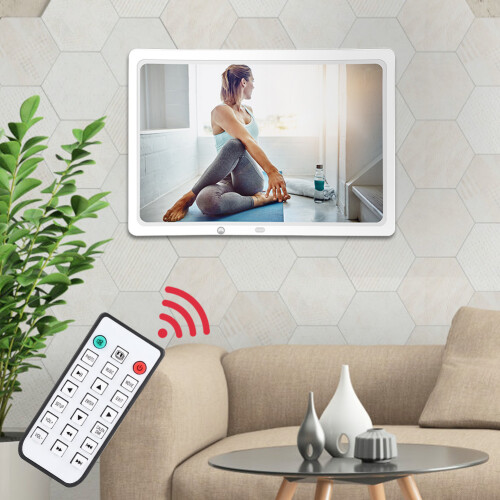 WiFi Electronic Photo Frame Touch Screen Digital Picture Frame HD Display Auto Rotate Remote Control Wall Mountable Slideshow Function Large Memory 1