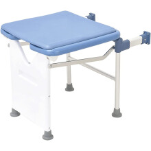 Folding Wall Mounted Shower Seat with Adjustable Height, EVA Cushion, 120kg Capacity for Seniors