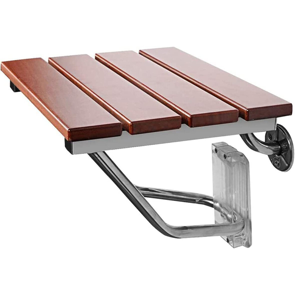 Wall Mounted Teak Wood Folding Shower Seat for Adults Seniors, 330lbs Load, Space Saving Design