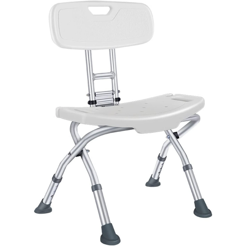 Adjustable Height Shower Chair with Folding Backrest, NonSlip Bath Stool for Elderly Seniors
