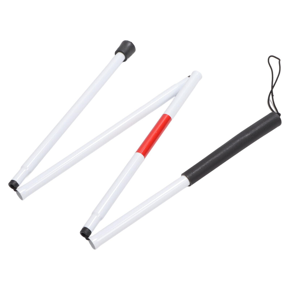 Blind Walking Cane Folding Aluminum with Reflective Strap and Secure Wrist Strap for Visually Impaired