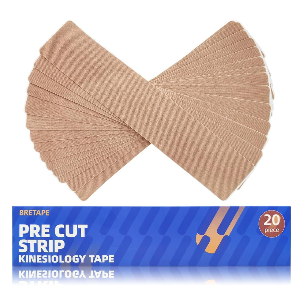 Beige Kinesiology Tape Waterproof Hypoallergenic Precut Strips For Knee Shoulder Ankle Muscle Support 20Pcs