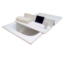 Foldable Bathtub Tray and Cover, Heat Preservation Bath Lid Shelf, White 105x70cm
