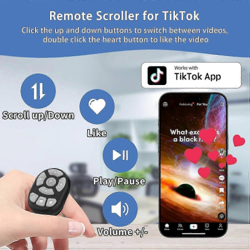 (White) TikTok Scrolling Ring with Finger Remote, Wireless Bluetooth Control for iPhone iPad Android 1