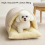 (Beige, M) Winter Breathable Cozy Cat Cave Bed for Small Medium Pets 3