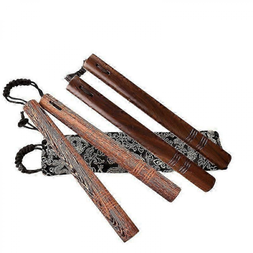 (A) 27cm Solid Wood Double Stick Red Sandalwood Double Cut Stick Rope Practical Performance 1