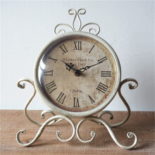 Vintage Roman Numeral Mantel Clock with NonTicking Quiet Movement, Elegant Golden Finish for Living Room or Bedroom Decor, White 28x24cm