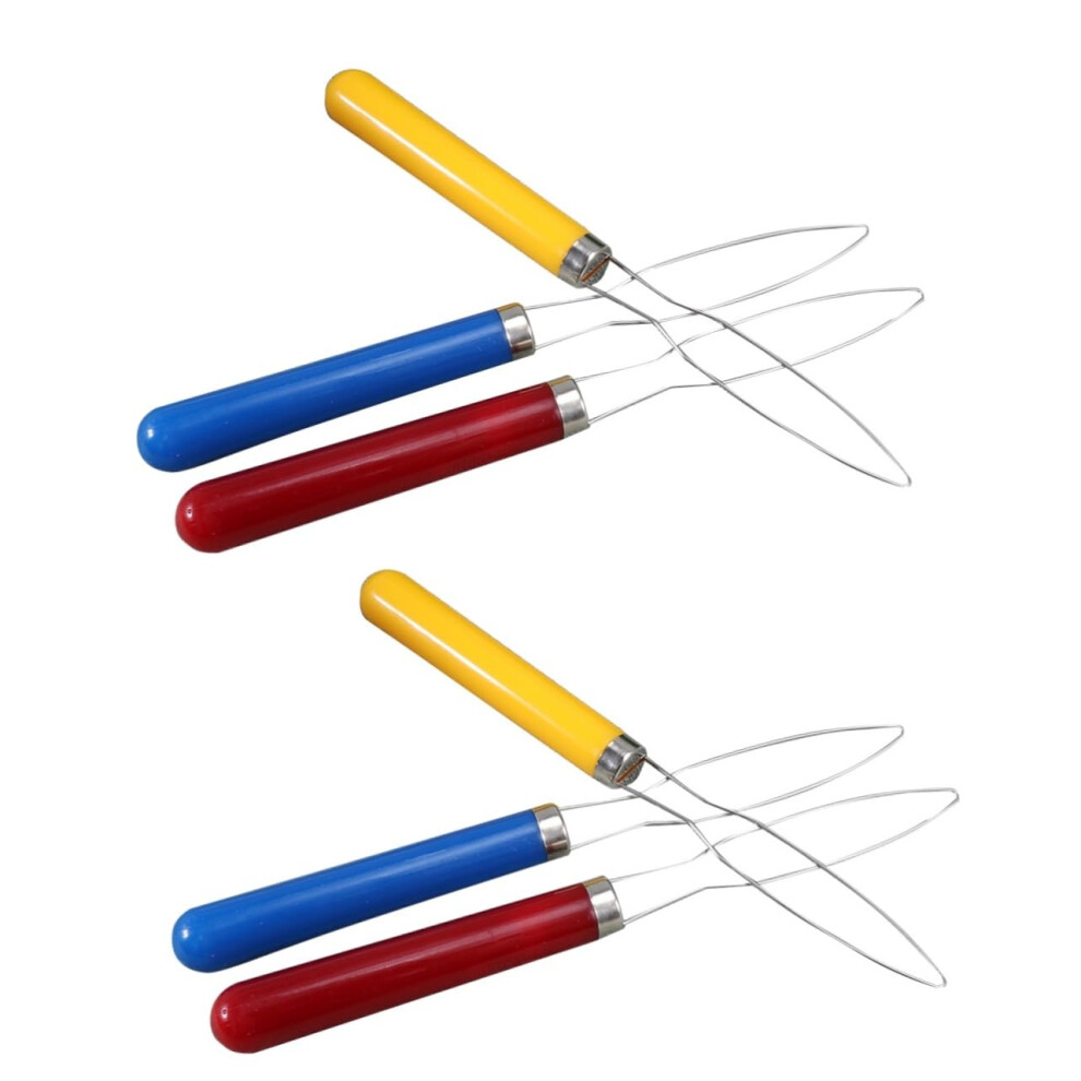 Button Hook and Fastener Tool with Ergonomic Wooden Grip for OneHand Use, 2 Sets