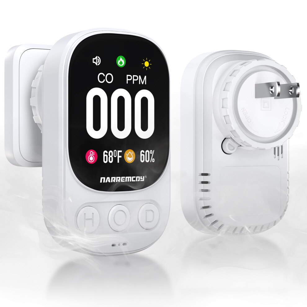 3In1 Plug In Carbon Monoxide Detector With Ultra Hd Display, 85Db Alarm, Precise 0999Ppm Detection 9365369626430