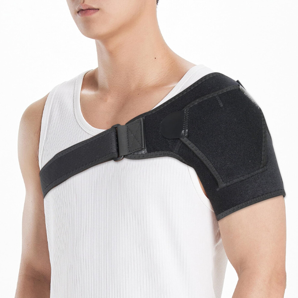 Black Shoulder Brace With Rotator Cuff Support For Ac Joint Pain, Adjustable Compression And Heat Therapy,