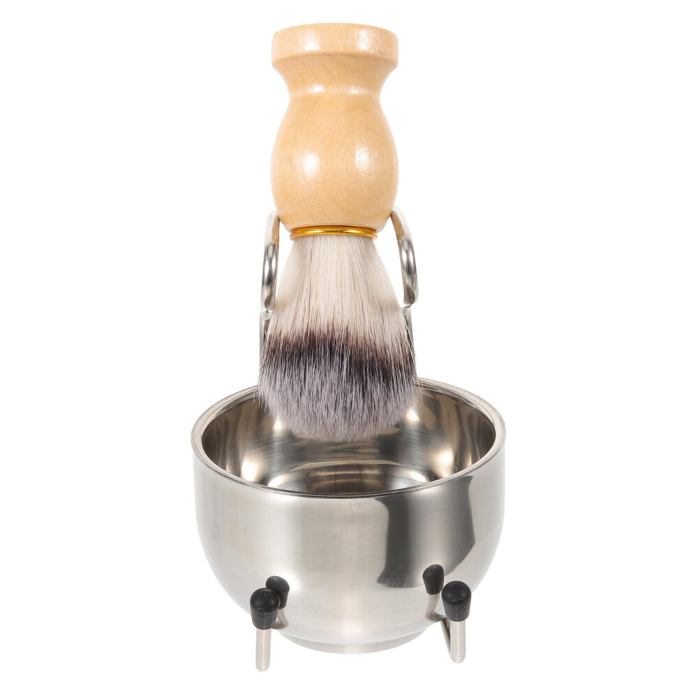 Men's Shaving Kit with Ergonomic Brush Handle and Foaming Bowl for Smooth Beard Finish