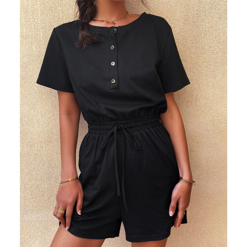 Casual Playsuit Romper για γυναίκες, μοντέρνο καλοκαιρινό φόρεμα με κοντό μανίκι, σχέδιο με 1