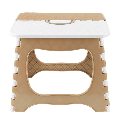 Compact Lightweight Foldable Stool With Ergonomic Carrying Handle, Excellent Value For Kitchen Bathroom Dining Room Usage White & Green