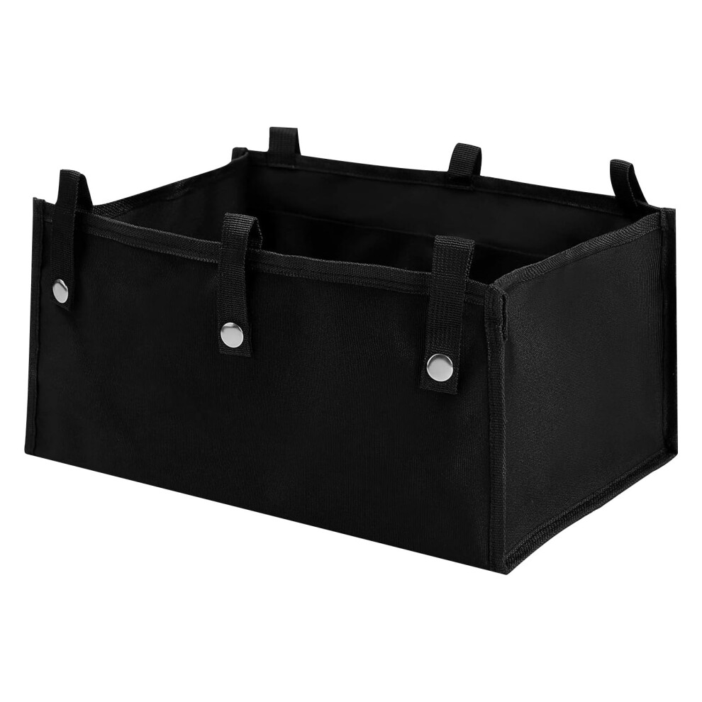 Black Us 2Pcs Large Rollator Walker Basket With Pockets, Foldable Under Seat Storage Bag For Seniors
