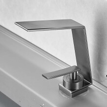 Waterfall Bathroom Faucet Brass Black Basin Mixer Tap Deck Mounted for Sink Bath White