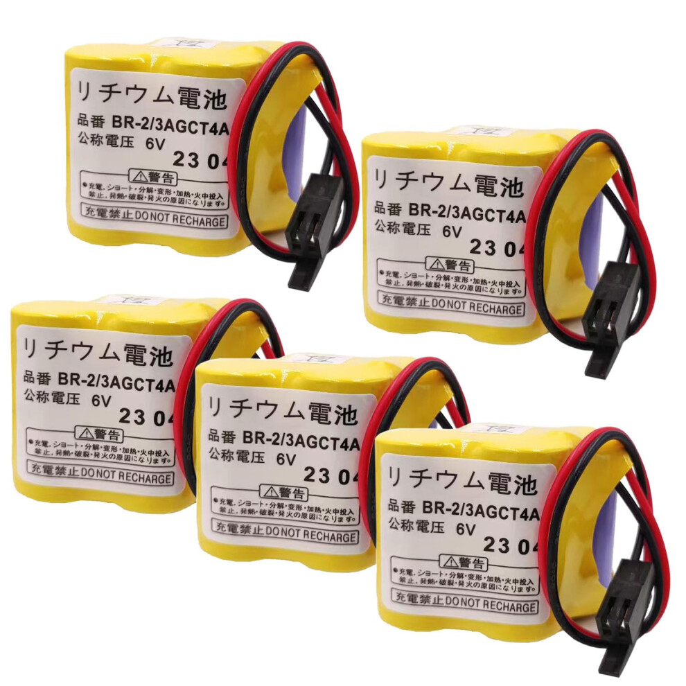 5 Pcs 6V 4400Mah Backup Battery For Fanuc Cnc Br2/3Agct4a Plc Lithium With Connector Black 9164114459817