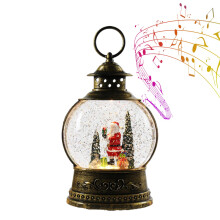 Christmas Snow Globe Lighted Rotating USB Battery Operated Musical Desktop Holiday Decoration