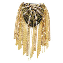Vintage Gold Tassel Chain Epaulet Shoulder Boards Punk Costume Uniform Accessory One Size