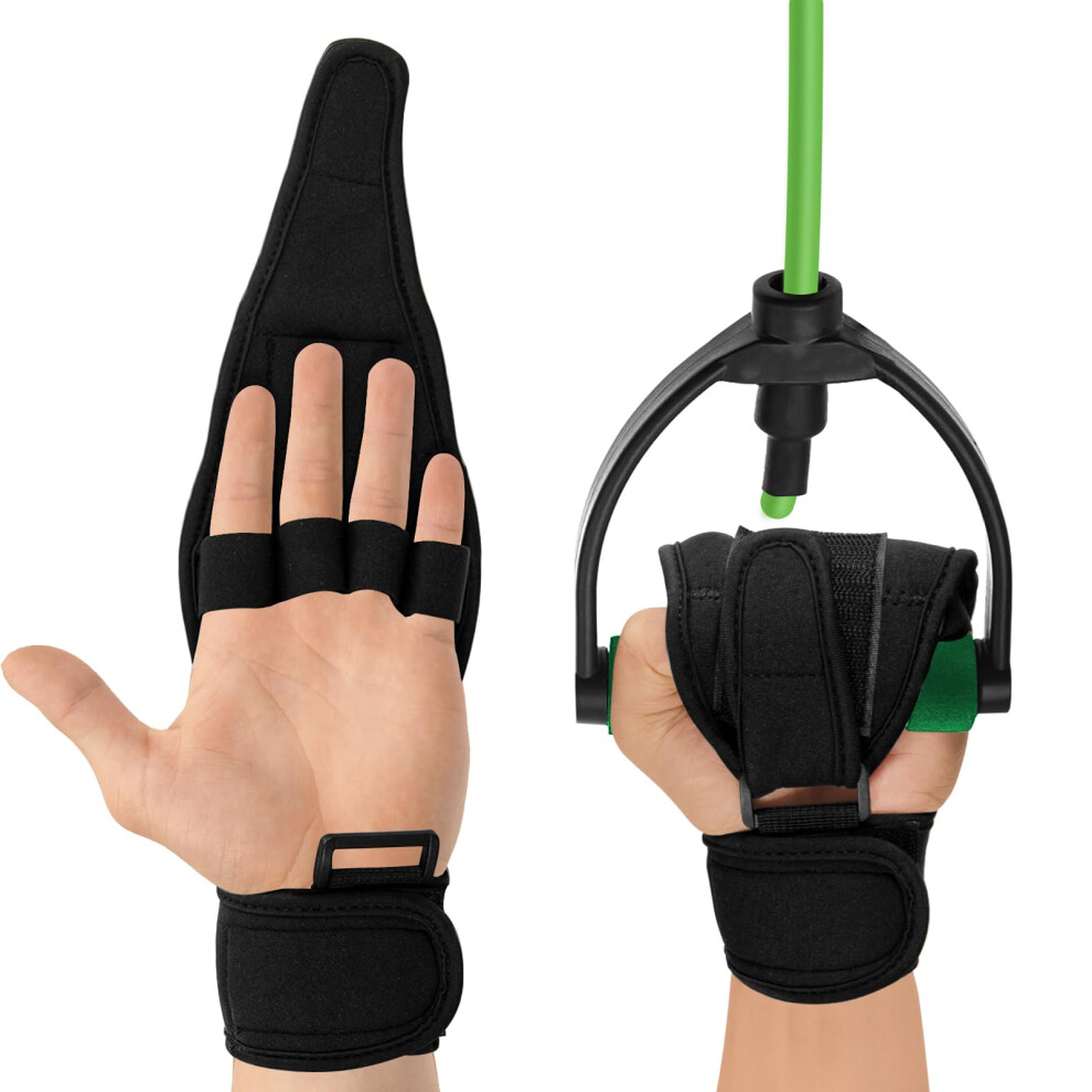 Stroke Hand Therapy Glove with Finger Splint Brace, Adjustable Support for Stroke Rehabilitation, Black