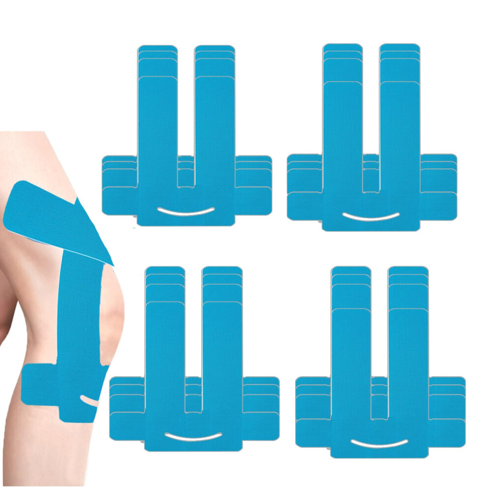 Blue Kinesiology Knee Tape Precut Waterproof Breathable Latex Athletic Knee Support 16Pcs