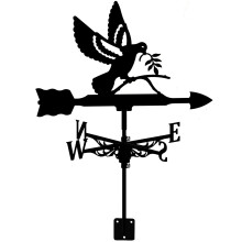 Animal Metal Weather Vane Stainless Steel Vintage Black Wind Direction for Garden Roof Decoration (Owl Pigeon)