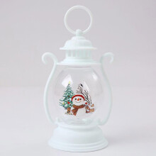 Christmas Snow Globe Lantern with Santa Claus, Lighted White Resin Design, Indoor Holiday Decoration Gift