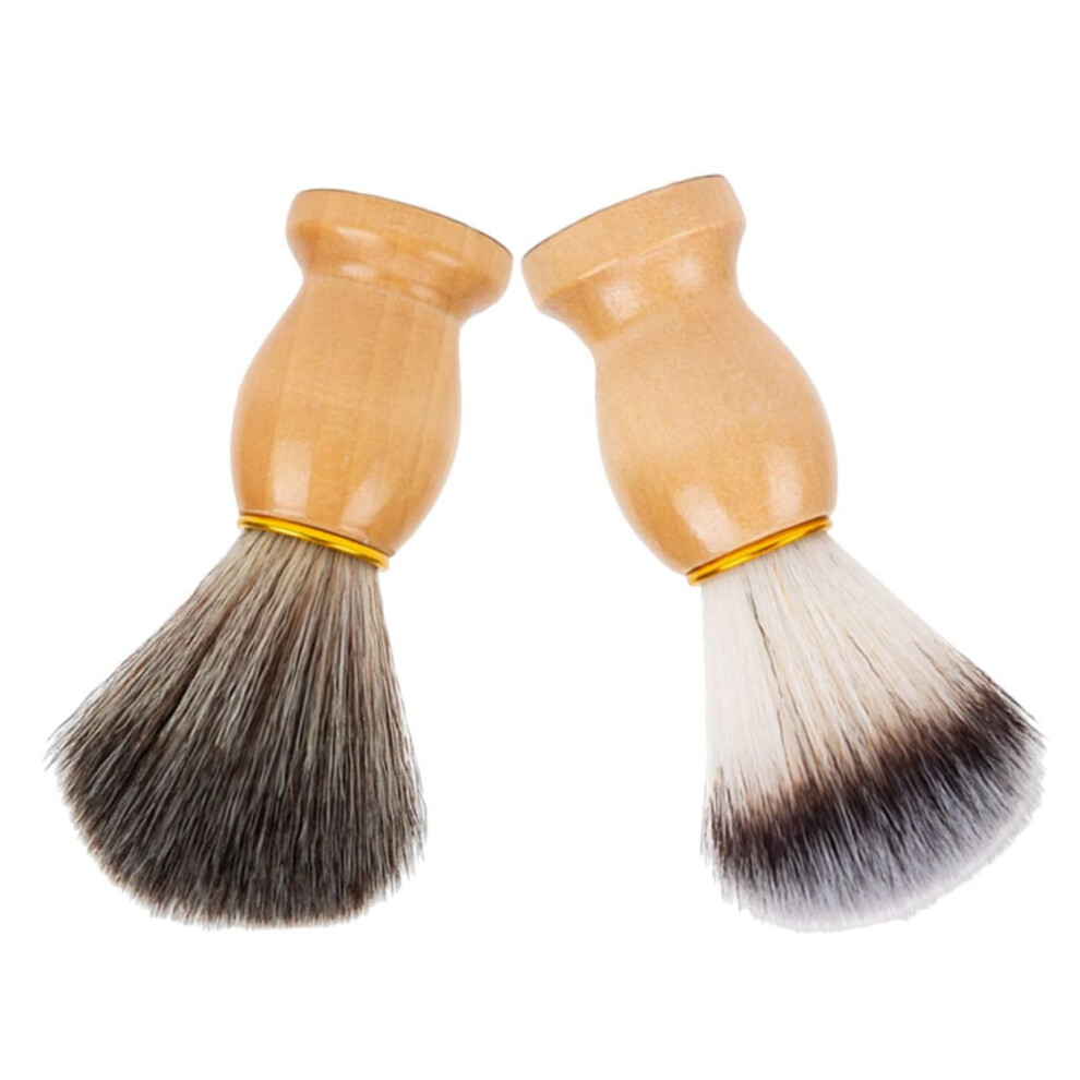 2pcs Professional Nylon Shaving Brush and Barber Neck Duster with Soft Bristles for Men's Grooming