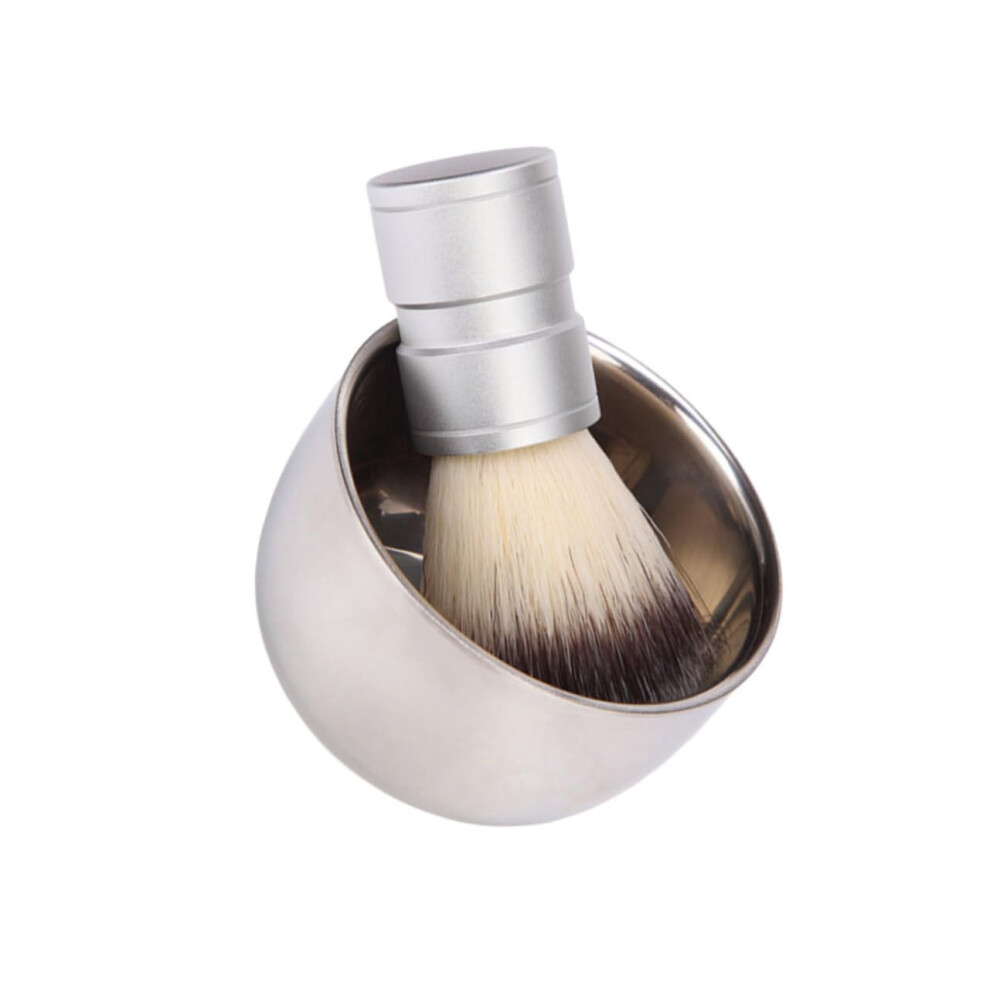 Cream Beard Grooming Kit With Stainless Steel Shaving Bowl And Brush, Nonslip Handle, Bristles