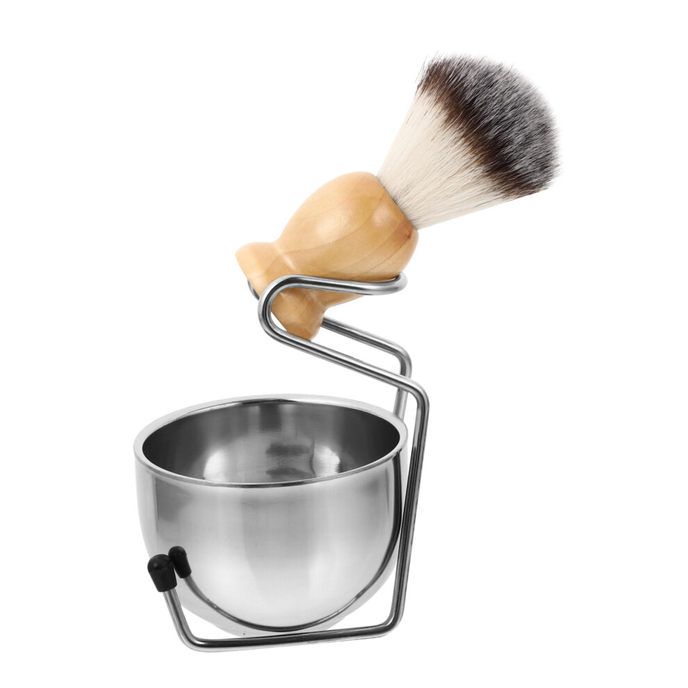 Men's Shaving Kit with Stainless Steel Bowl, Beard Brush and Stand, 3 Piece Grooming Set for Smooth Shave