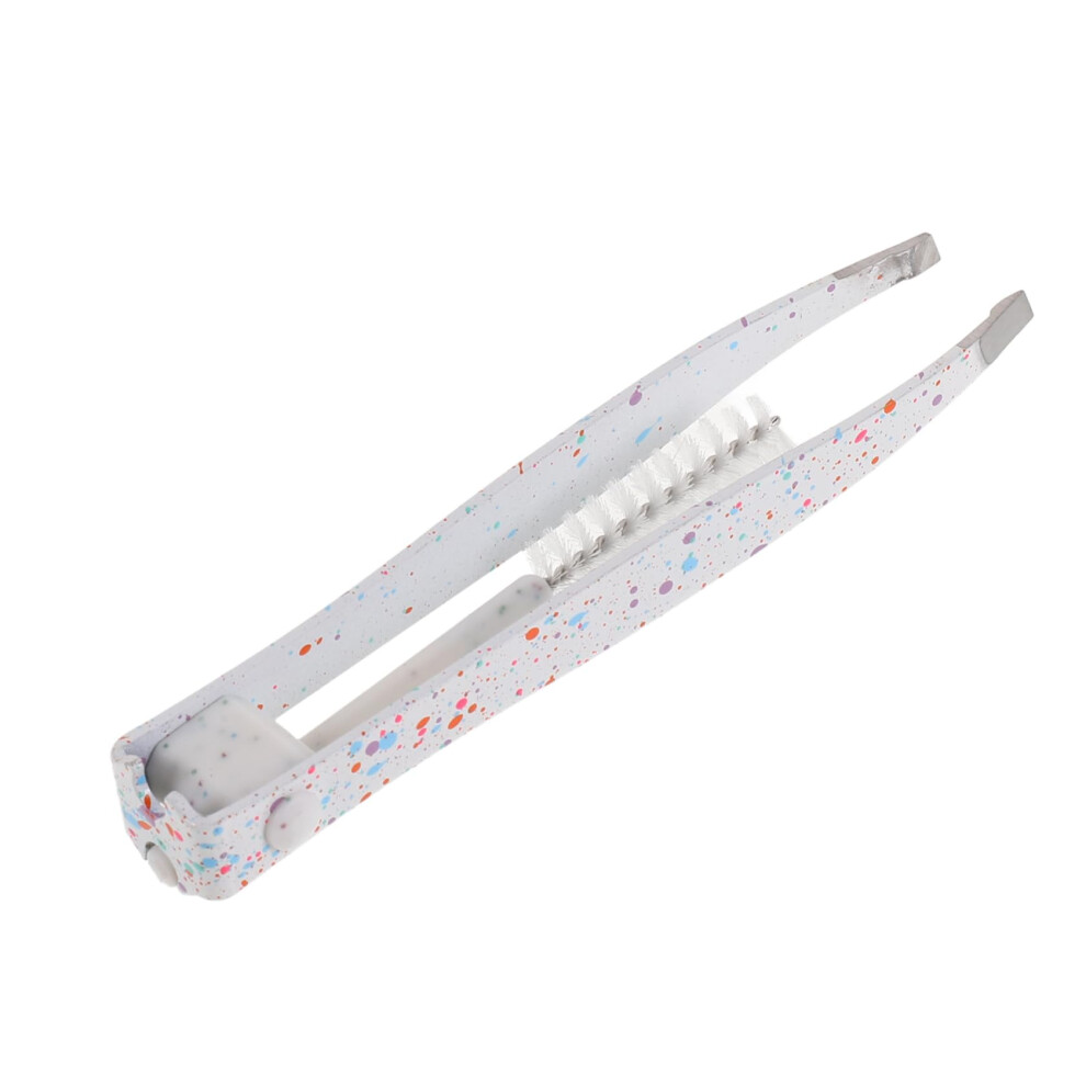 White Stainless Steel Eyebrow Tweezers And Eyelash Brush For Precision Brow Shaping And False Lash Grooming