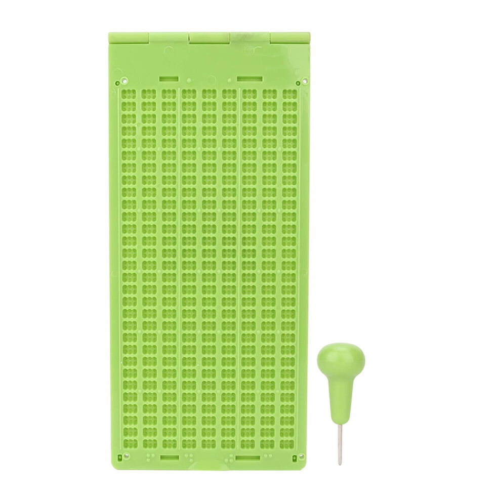 Green Braille Writing Slate 9 Lines 30 Cells With Stylus, Durable For Learning And Everyday Use,