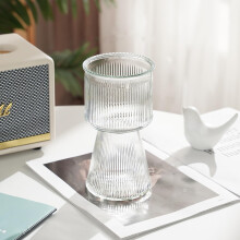 Clear Ribbed Glass Vase 7.5 Inch Crystal Flower Holder for Rustic Farmhouse Table Shelf Decor