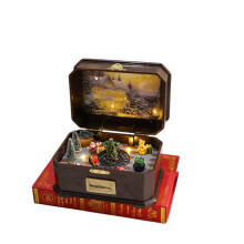 Christmas Train Snow Globe Music Box with LED Light and Rotating Glitter for Holiday Home Decor