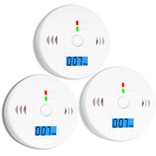 3 Pack Carbon Monoxide Detector Alarm with LCD Display, Battery Powered for Home Safety