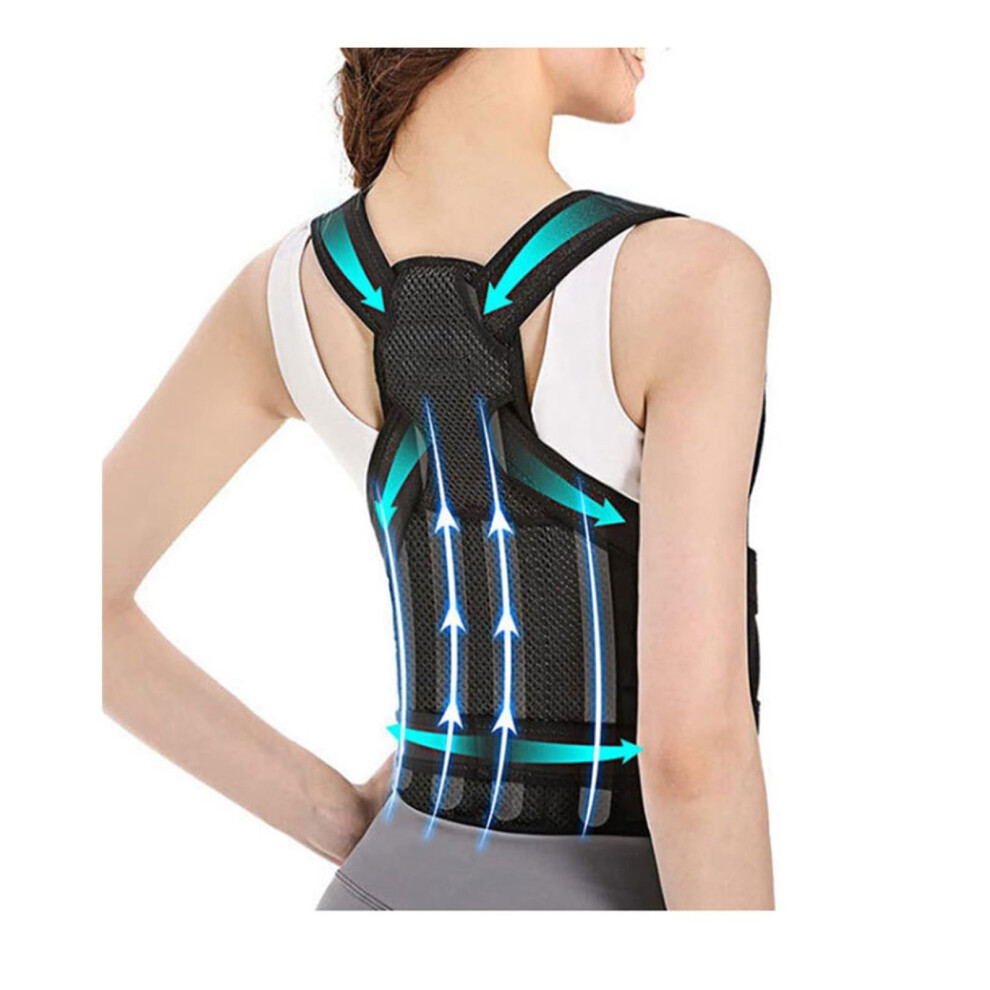 Black Back Brace Posture Corrector Men Adjustable Back Straightener Posture Corrector Scoliosis Hunchback Correction Support Belt(,Small)