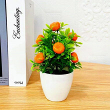 Artificial Bonsai Fruit Plant in Pot Plastic Foam for Home Garden Office Wedding Decor Orange