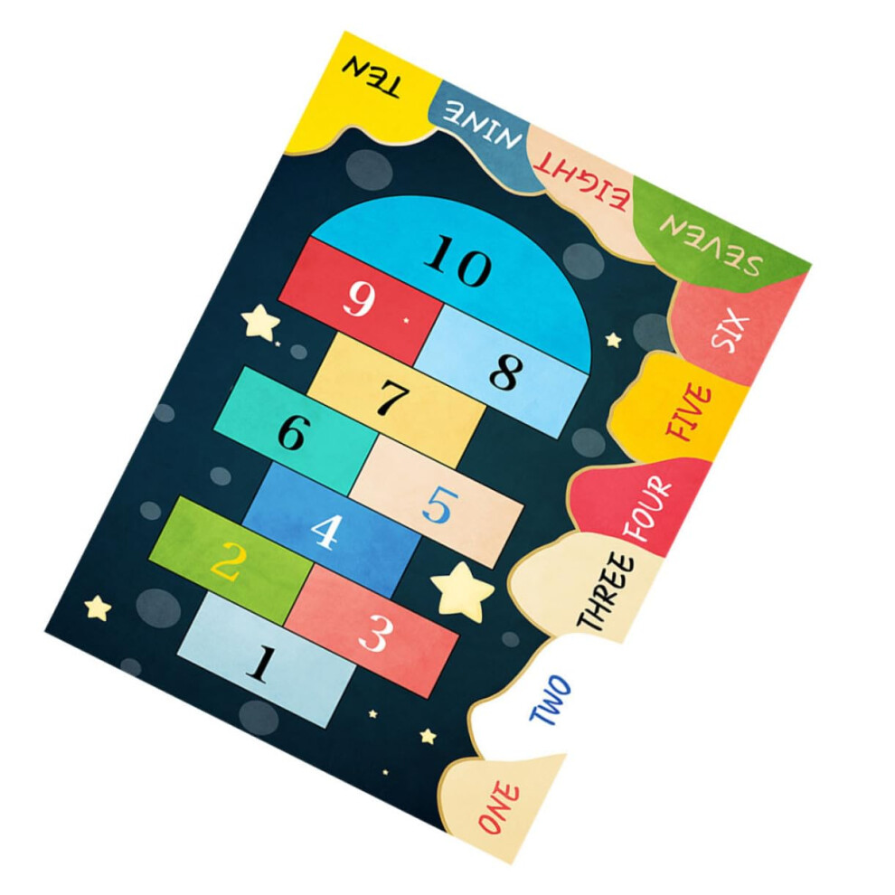 Children's Hopscotch Play Mat – Colorful Cartoon Rug for Kids Early Learning, 100% Polyester Non‑Slip for Playroom or Preschool
