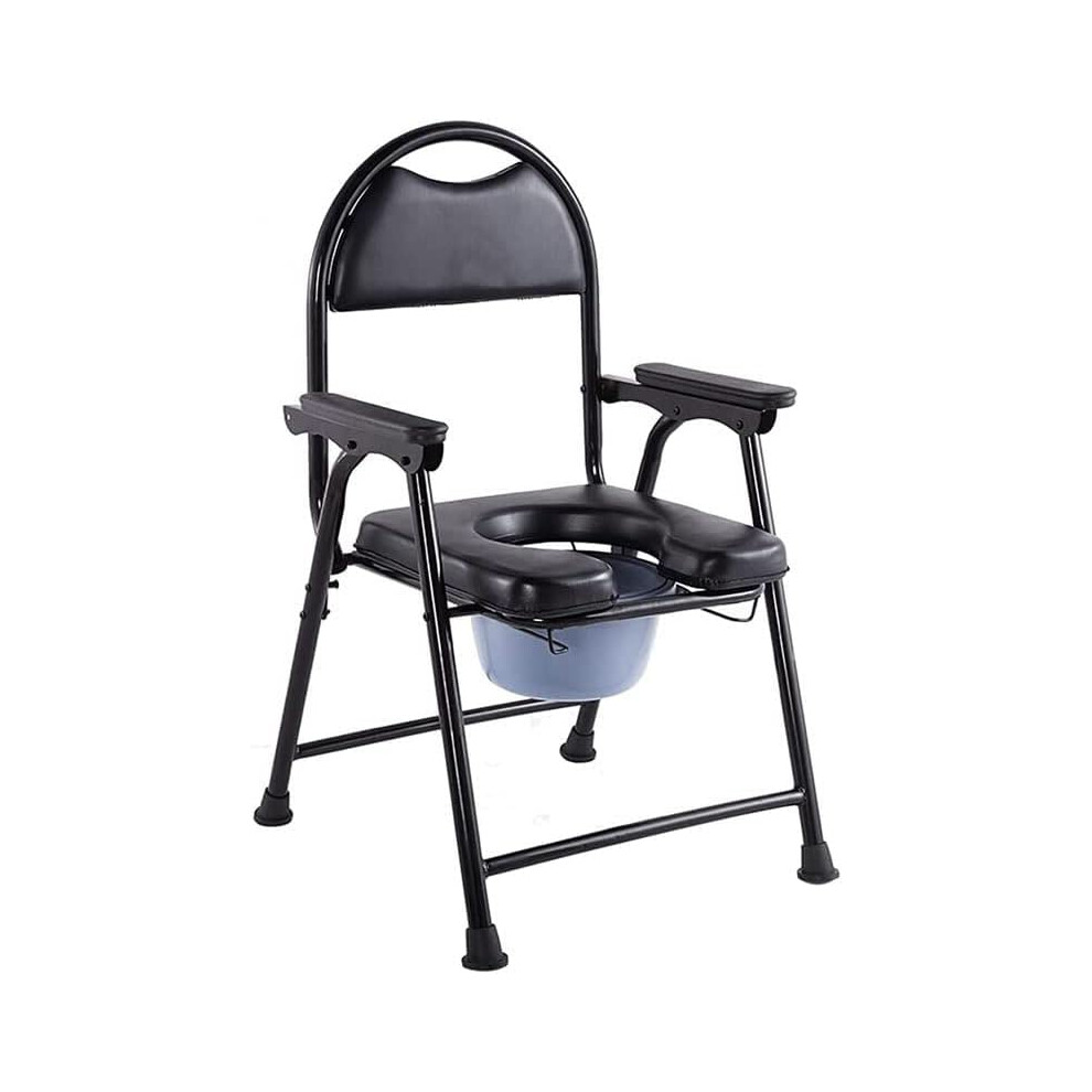 Folding Commode Chair with NonSlip Armrests, Portable Shower and Toilet Seat for Elderly Camping