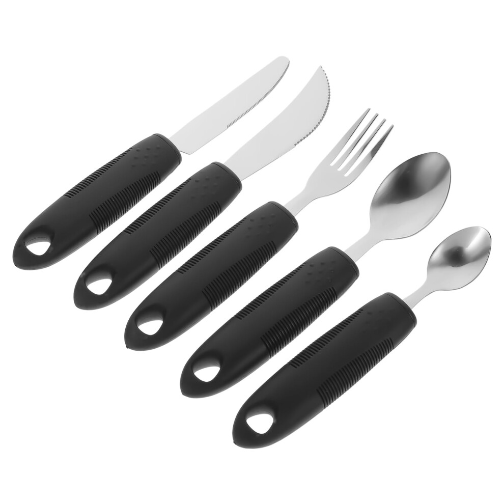 Adaptive Eating Utensils with Ergonomic Antislip Grip for Seniors, Durable TravelFriendly Cutlery Set