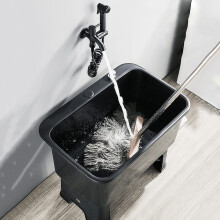 Heavy Duty Outdoor Mop Sink with Faucet and Drain for Garage Bathroom Pet Washing Black