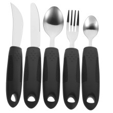 Adaptive Utensils Spoon and Fork Set with Nonslip Ergonomic Grip for Elderly and Disabled