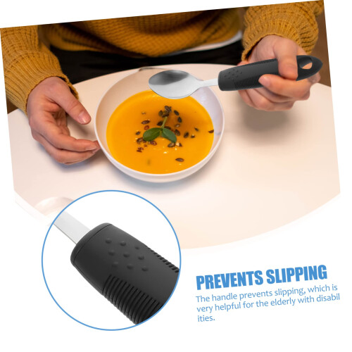 Adaptive Utensils Spoon and Fork Set with Nonslip Ergonomic Grip for Elderly and Disabled 1