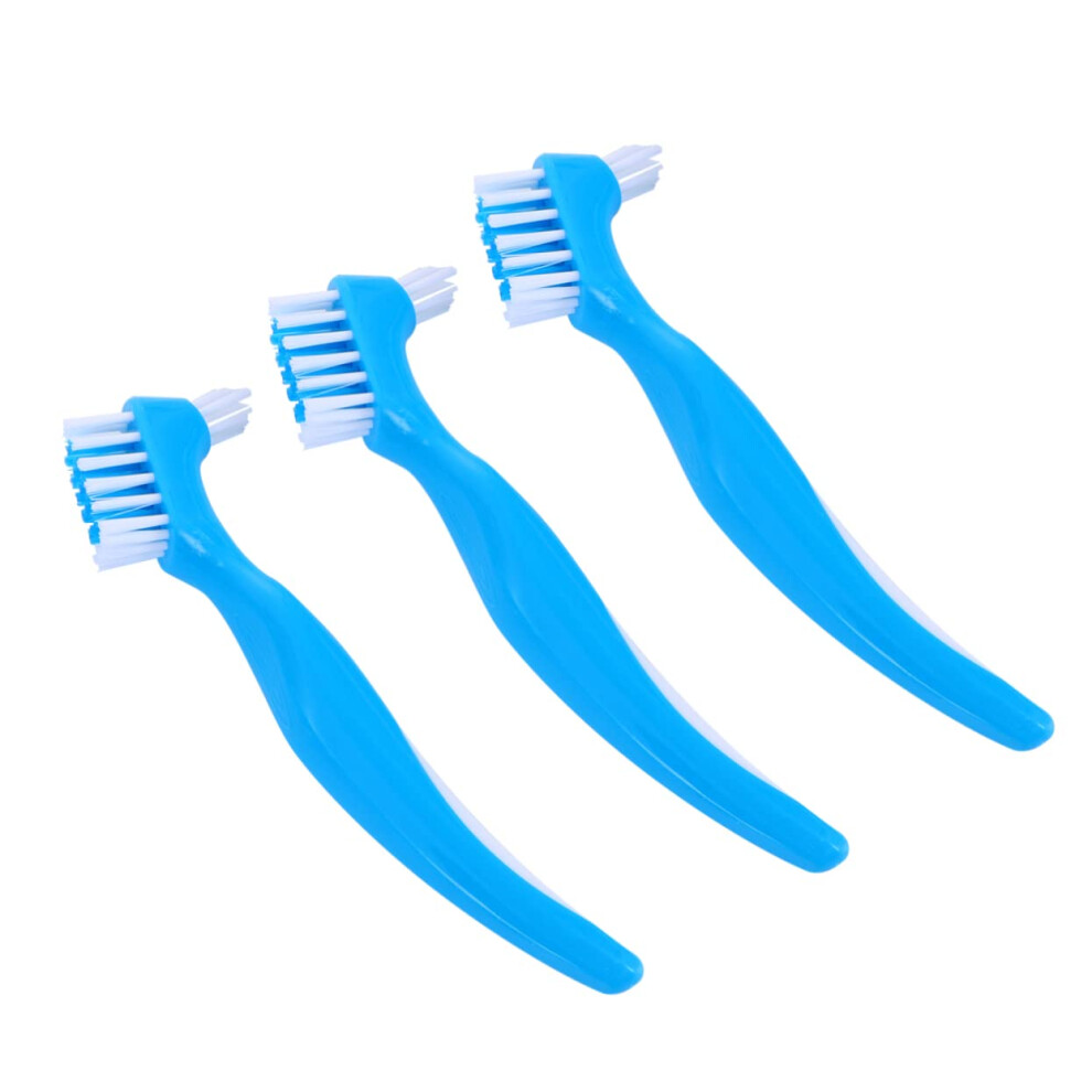 6pcs Double Sided Denture Cleaning Brush Soft Bristles with NonSlip Grip for False Teeth Care