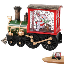 Christmas Train Set for Under Tree with LED Snowman Water Glitter and Retro Holiday Decor