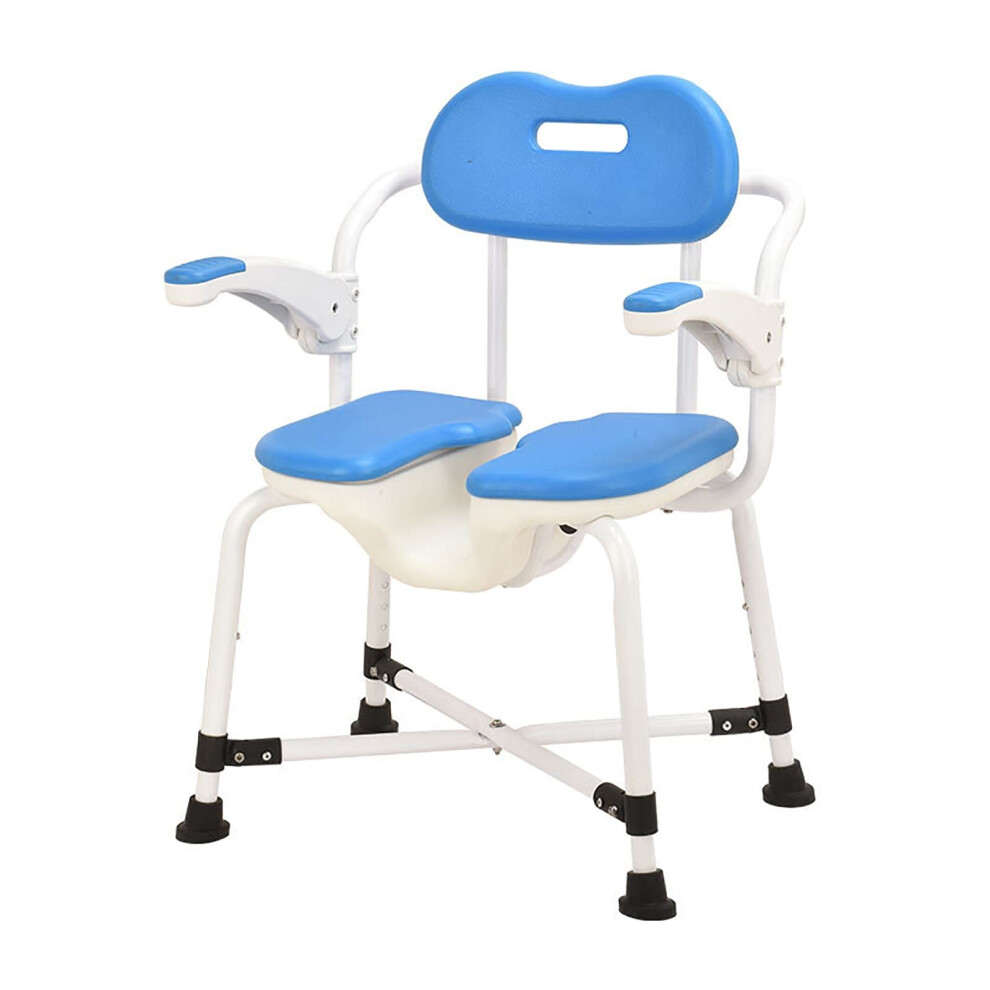 Shower Chair for Elderly with Arms and Back, Height Adjustable UShaped Seat, NonSlip Cushioned Stool