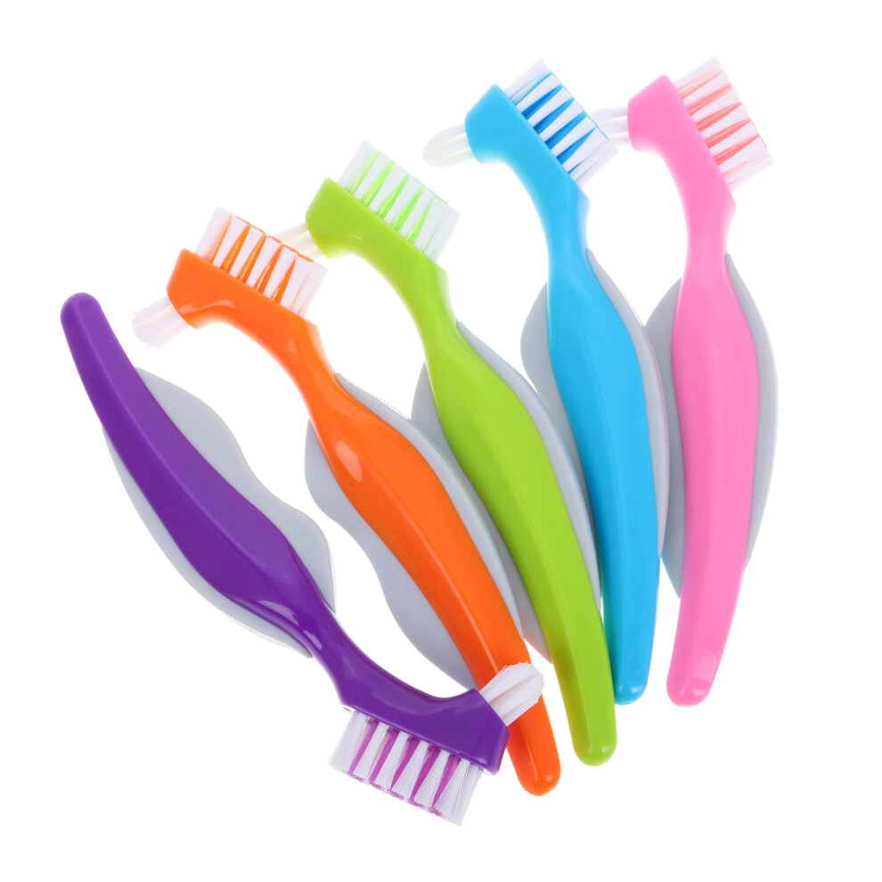 5pcs Denture Cleaning Brush Soft Bristles for Seniors Travel Compact Oral Care Plaque Removal