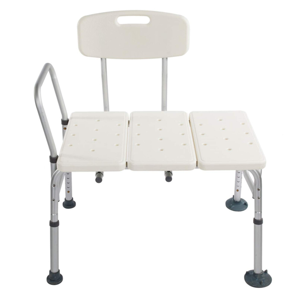 Adjustable Shower Chair with Backrest and Tub Transfer Bench, NonSlip Bath Seat for Elderly, 330 lbs Capacity