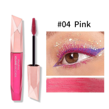 (#04 Pink) MAXFINE Colour Silk Fiber False Lash Mascara Waterproof Eyelash Extension Volume