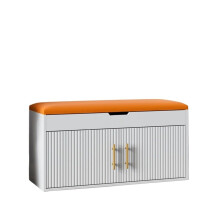 Adjustable Shoe Storage Bench with Cushion for Entryway, SpaceSaving Flip Design Small Size